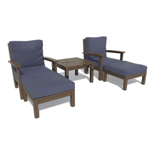 Highwood Bespoke Deep Seating 5-Piece Chaise Set with Side Tableand with Cushions