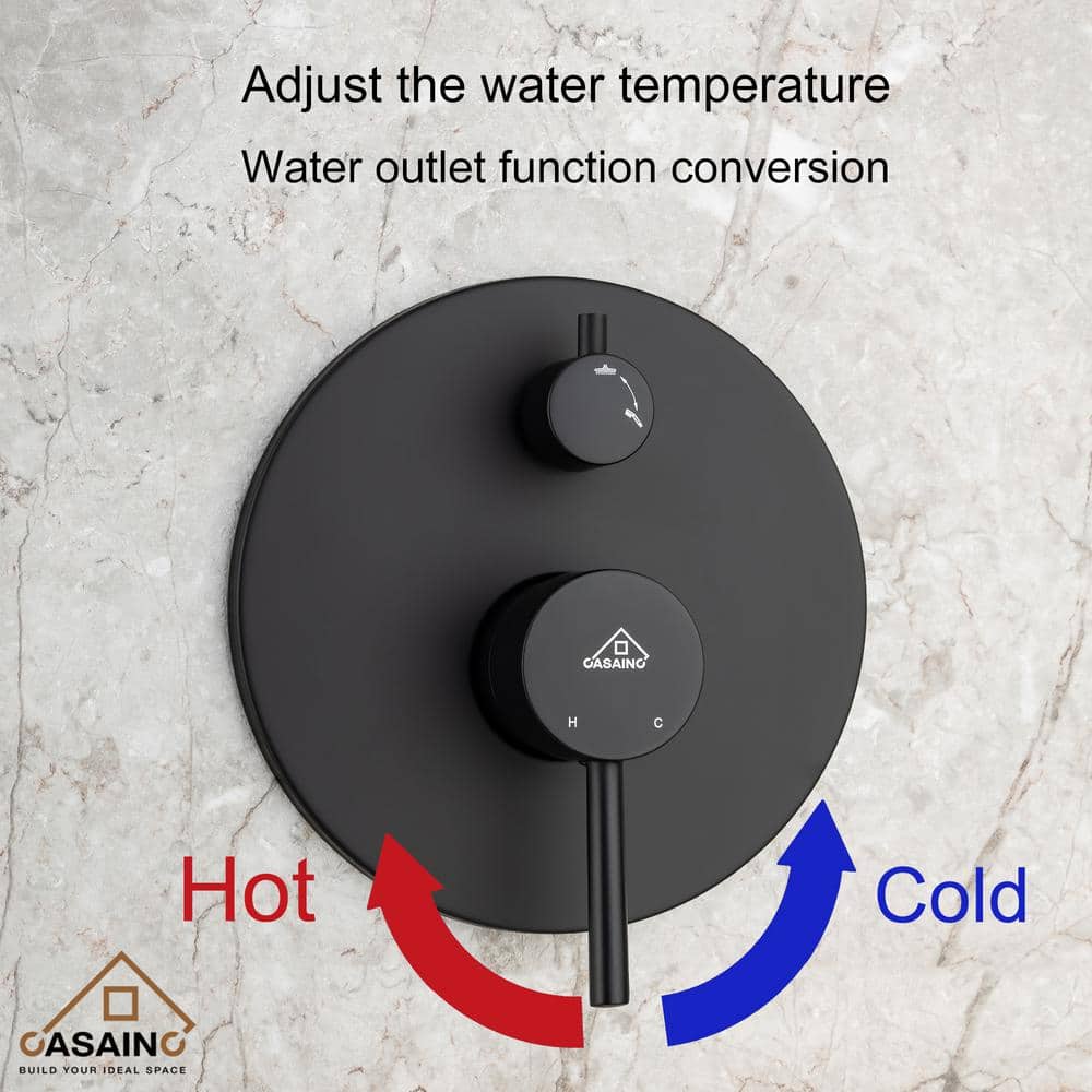 Matte Black Modern Wall-Mounted Shower System with Handheld