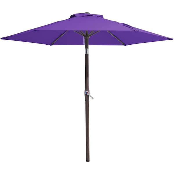Unbranded 7.5 ft. Iron Market Patio Umbrella in Dark Purple with Push Button Tilt