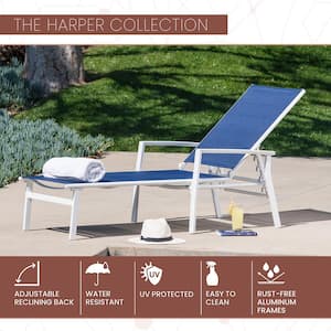 Harper Aluminum Outdoor Chaise Lounge in Navy