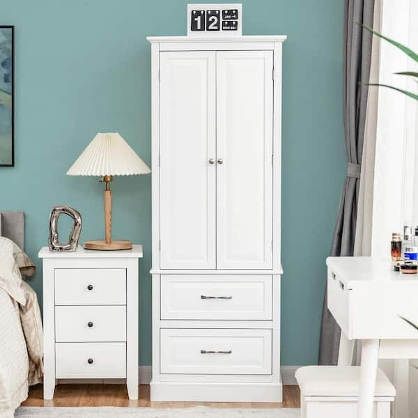 24 in. W x 15.7 in. D x 70 in. H White Linen Cabinet with 3 Drawers and Adjustable Shelf