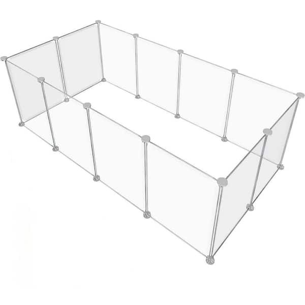 Transparent Small Animal Playpen, Pet Playpen, White Clear Plastic Playpen, 14. 5X14. 5 Inch, 12 Pieces of Playpen.Vinyl