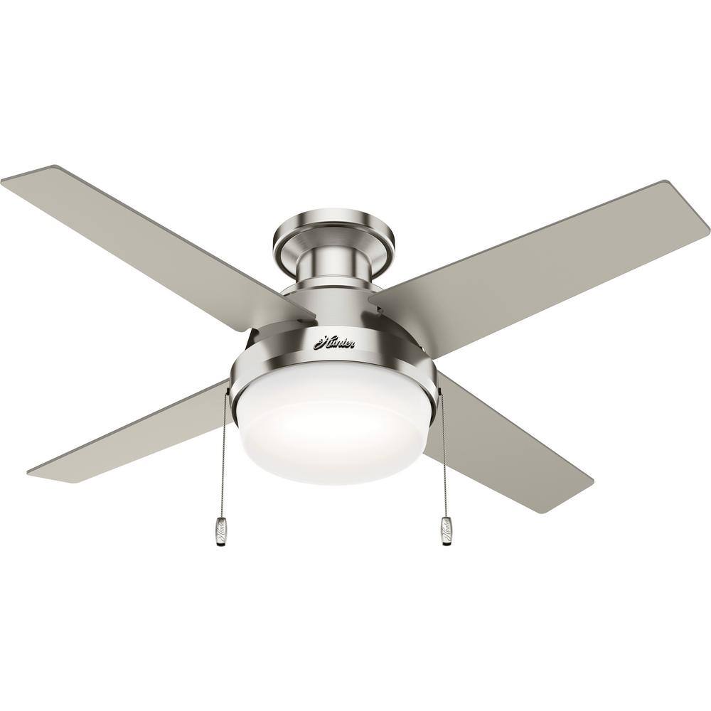 Hunter Ristrello 44 in. Indoor Brushed Nickel Low Profile Ceiling Fan with Light Kit 50185 Sansujyuku sansujyuku.com