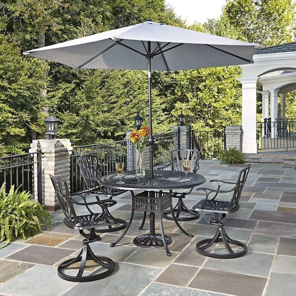 HOMESTYLES Largo 48 in. 5-Piece Patio Dining Set with Umbrella