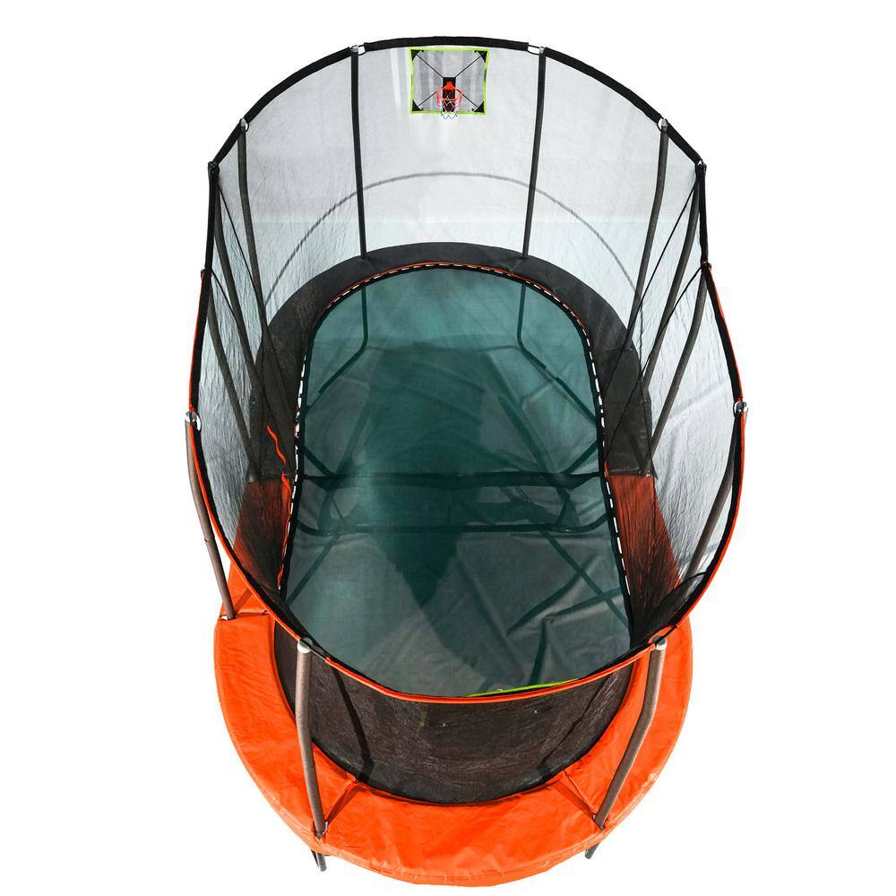 10' x 17' Black Steel Oval Trampoline with Enclosure