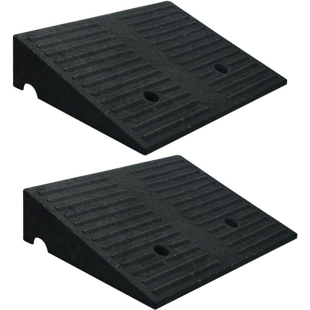 2 Pack Heavy Duty 3.9 Inch Rise Curb Ramps with Cable Channel for ...