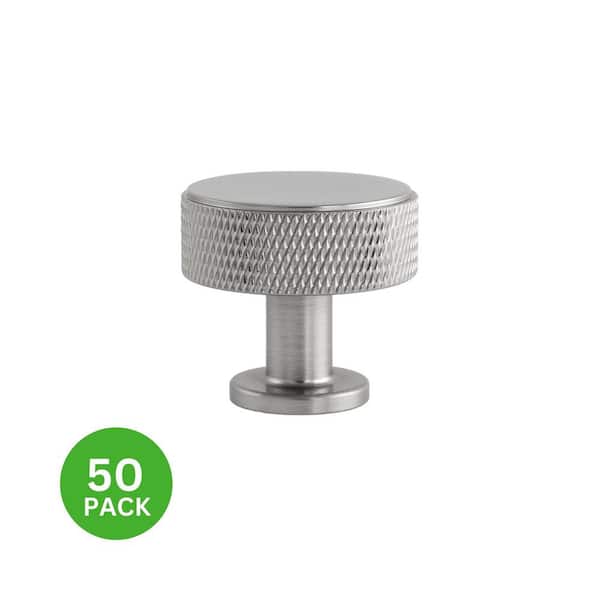 50-Pack Kent Knurled 1-3/8 in. (35 mm) Industrial Satin Nickel Round Cabinet Knob
