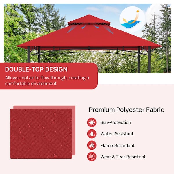 ANGELES HOME 8 ft. x 5 ft. Outdoor Red Gazebo Canopy