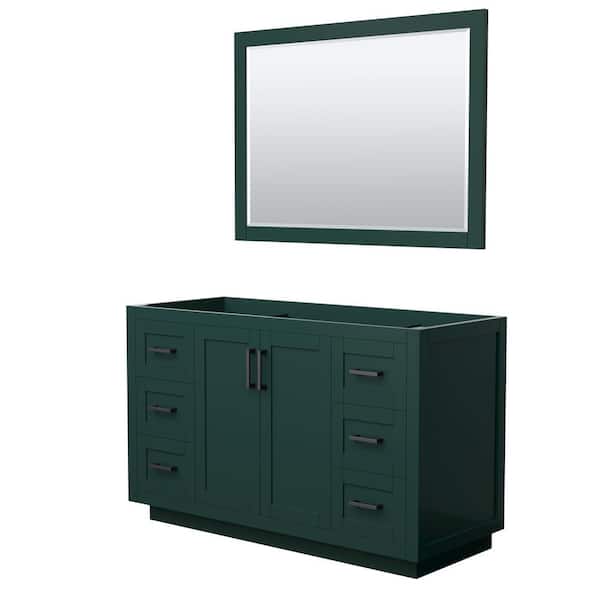 Wyndham Collection Miranda 53.25 in. W x 21.75 in. D x 33 in. H Single Sink Bath Vanity Cabinet without Top in Green with 46 in. Mirror