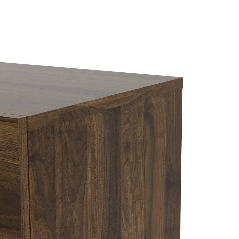 Walnut Medium Wood 4-Drawer Chest with Steel Handles