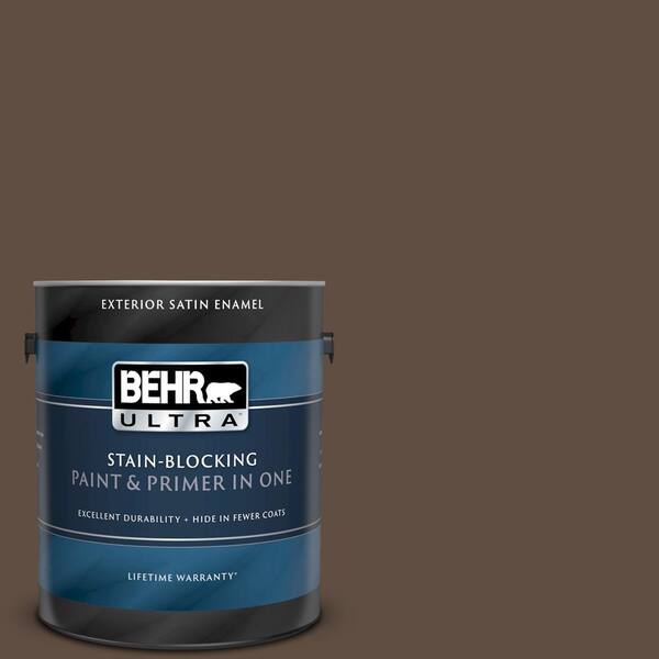 BEHR ULTRA 1 gal. #UL170-1 Pine Cone Satin Enamel Exterior Paint and Primer in One