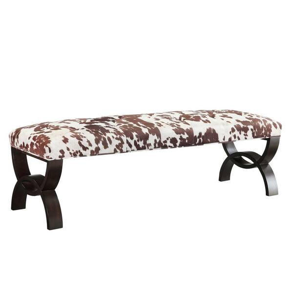 HomeSullivan Columbia Heights Wood and Fabric Bench in Cowhide Print