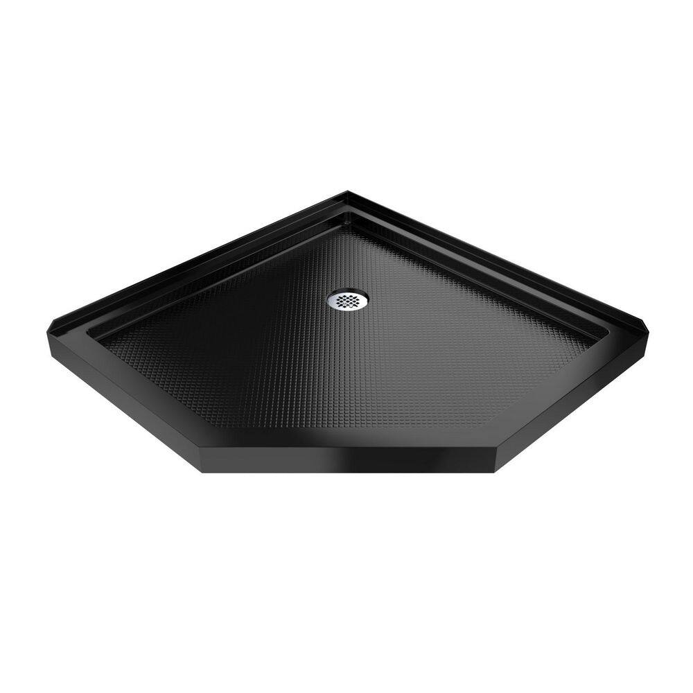 SlimLine 36 in. L x 36 in. W Corner Neo Angle Black Shower Pan Base with 2 in. Round Corner Drain in Chrome price history on PriceWatchPro