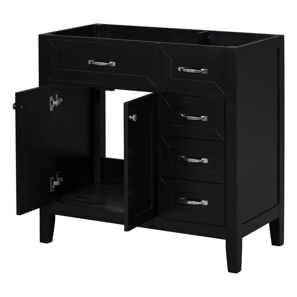 35.5 in. W x 17.7 in. D x 35 in. H Bath Vanity Cabinet without Top in Black