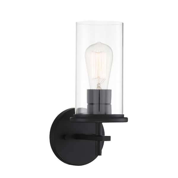 Minka Lavery Haisley 5 in. 1-Light Black Vanity Light with Clear Glass Shade