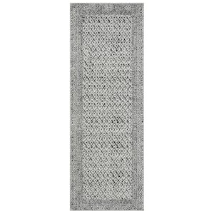 Grey 3 ft. x 8 ft. Kenzie Moroccan Bordered Global Woven Area Rug