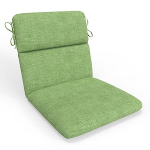 Solid Twill 18 in W x 3 in H Outdoor Split Back Dining Chair Cushion Set w/ Ties 1-Count in Splash Green