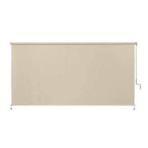 Champagne Cordless 95% UV Blocking Fade Resistant Fabric Exterior Roller Shade 120 in. W x 96 in. L