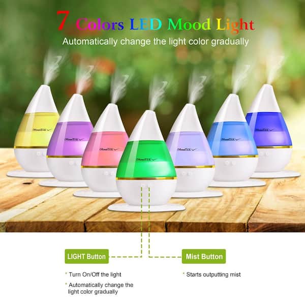 cenadinz 0.06 gal. 250 ml Cool Mist Humidifier Ultrasonic Aroma Essential Oil Diffuser 7-Color Changeable LED Lights in White, Whites