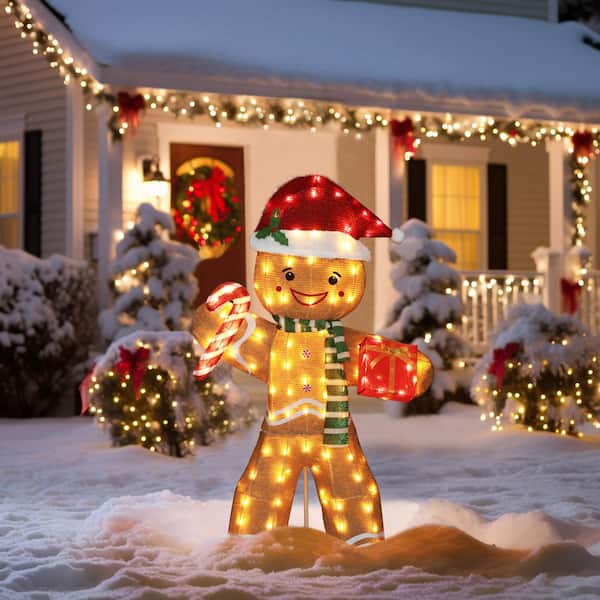 5 ft. Gingerbread Man Outdoor Christmas Holiday Yard Decoration Warm White LED
