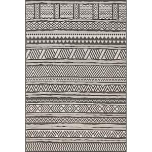 Abbey Tribal Striped Slate 5 ft. x 8 ft. Indoor/Outdoor Area Rug