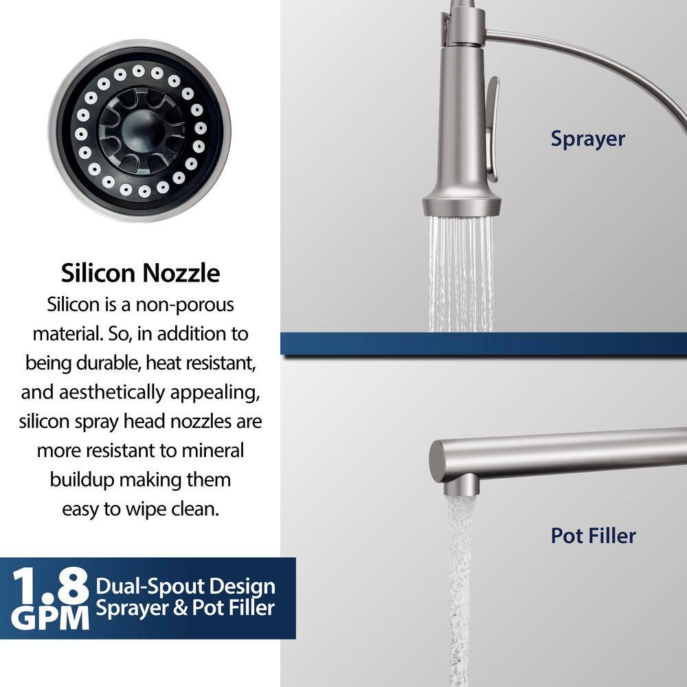 Stainless Steel Pull-Down Kitchen Faucet with Pot Filler