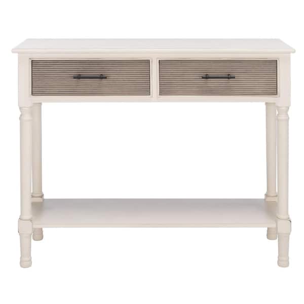 SAFAVIEH Ryder 35.5 in. Rustic White 2-Drawer Console Table