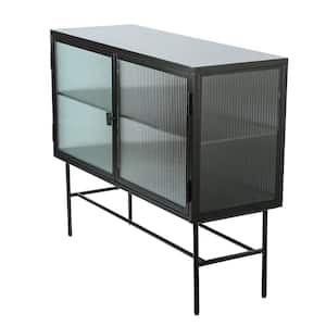 43.30 in. W x 15.70 in. D x 36.00 in. H Black Linen Cabinet with Detachable Wide Shelves