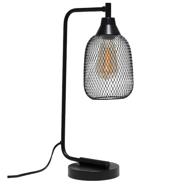 19 in. Matte Black Industrial Mesh Desk Lamp LHD2000BK The Home Depot