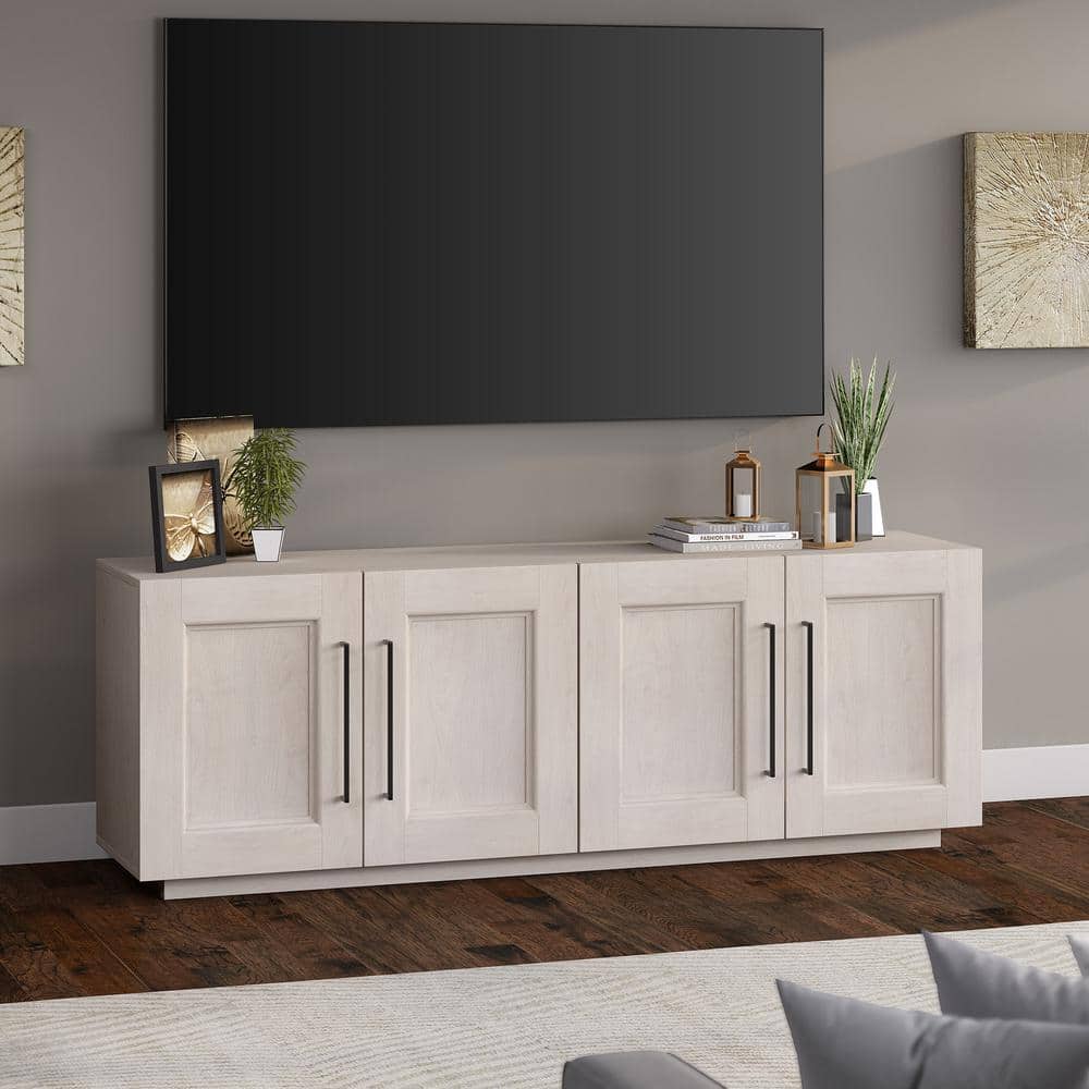 Alder White Rectangular TV Stand with Plinth Base