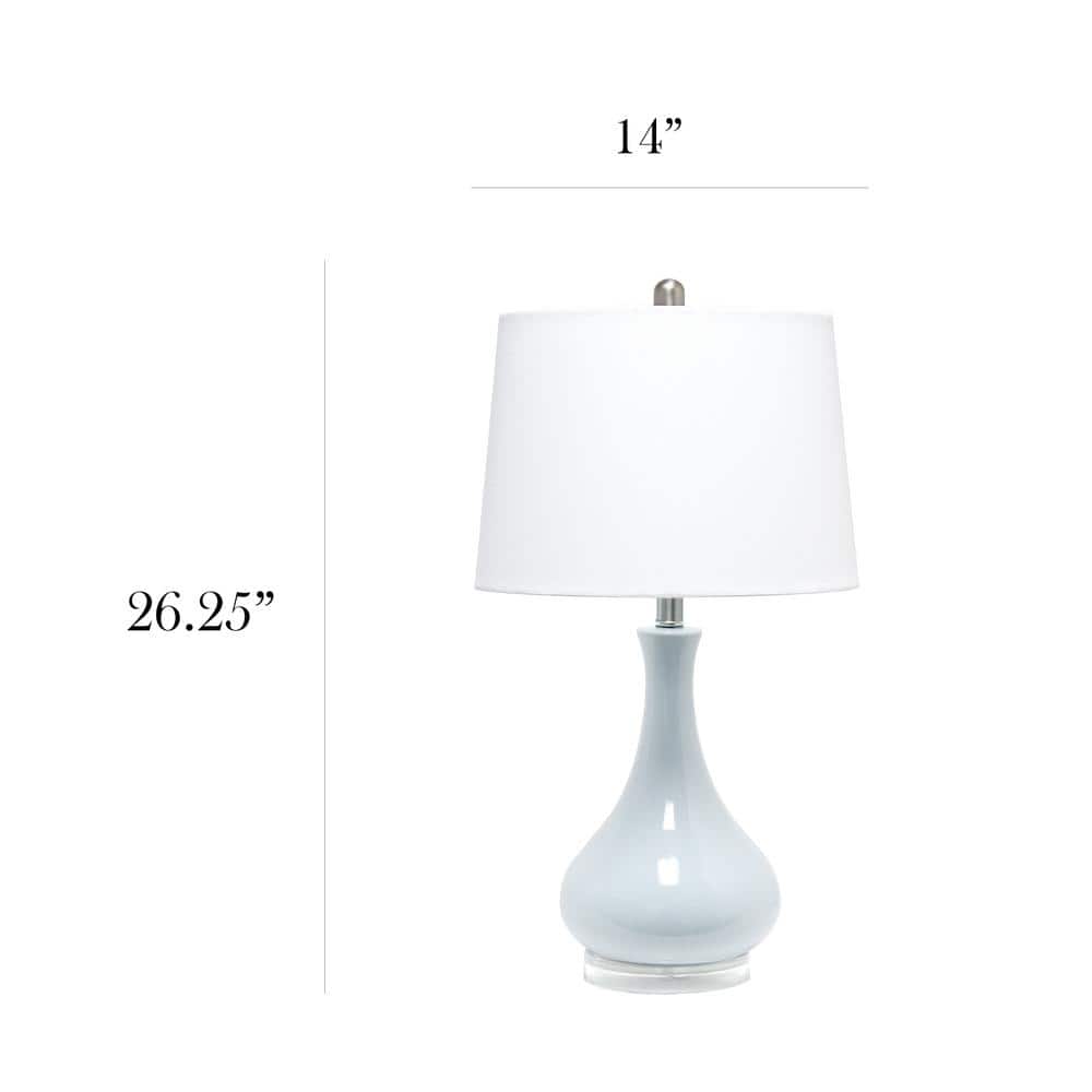 Elegant Ceramic Teardrop Table Lamp in Light Blue with Fabric Shade