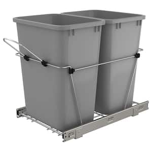 Silver Double Pull Out Trash Can 35 qt. for Kitchen