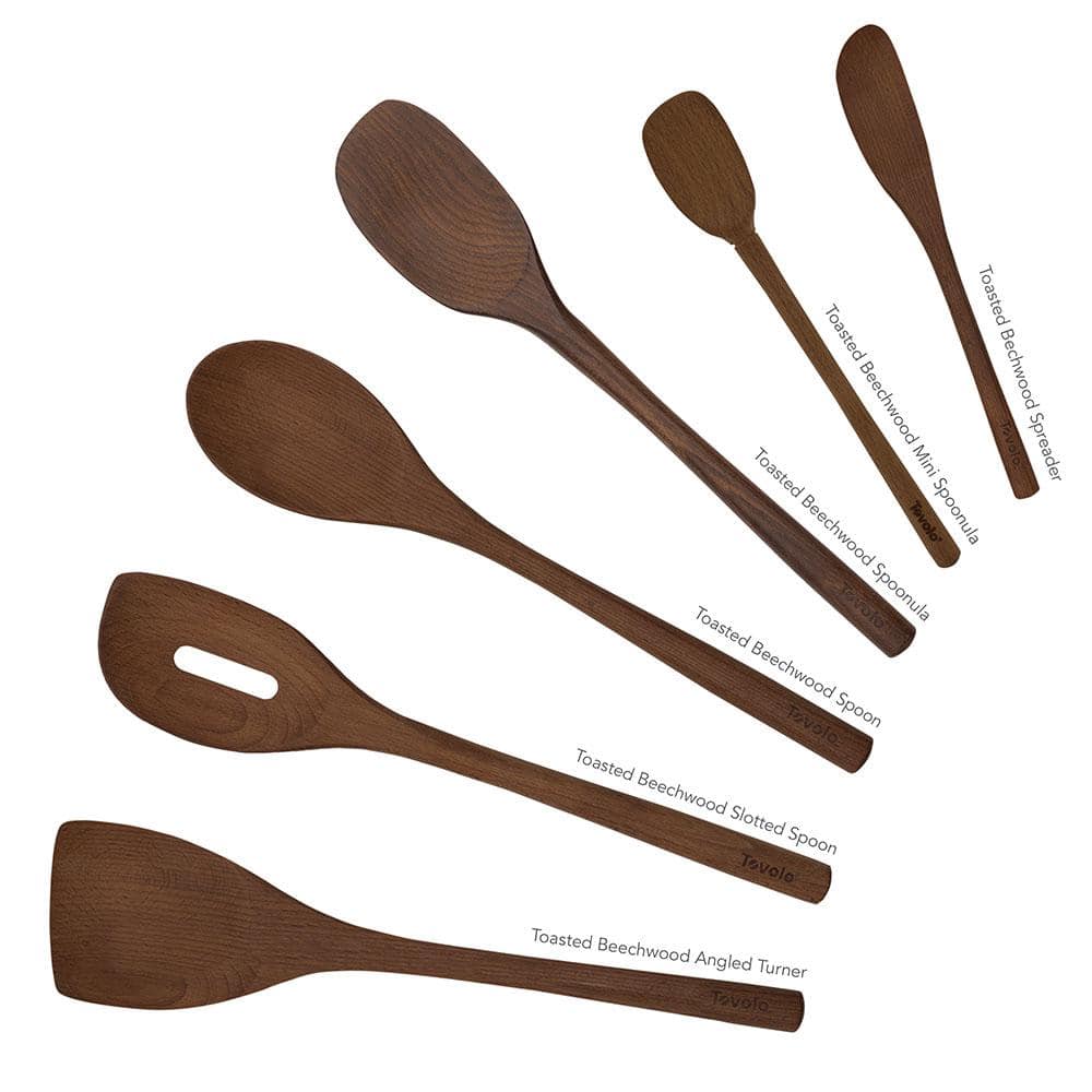 Premium Dark Brown Beechwood Utensil Set of 6