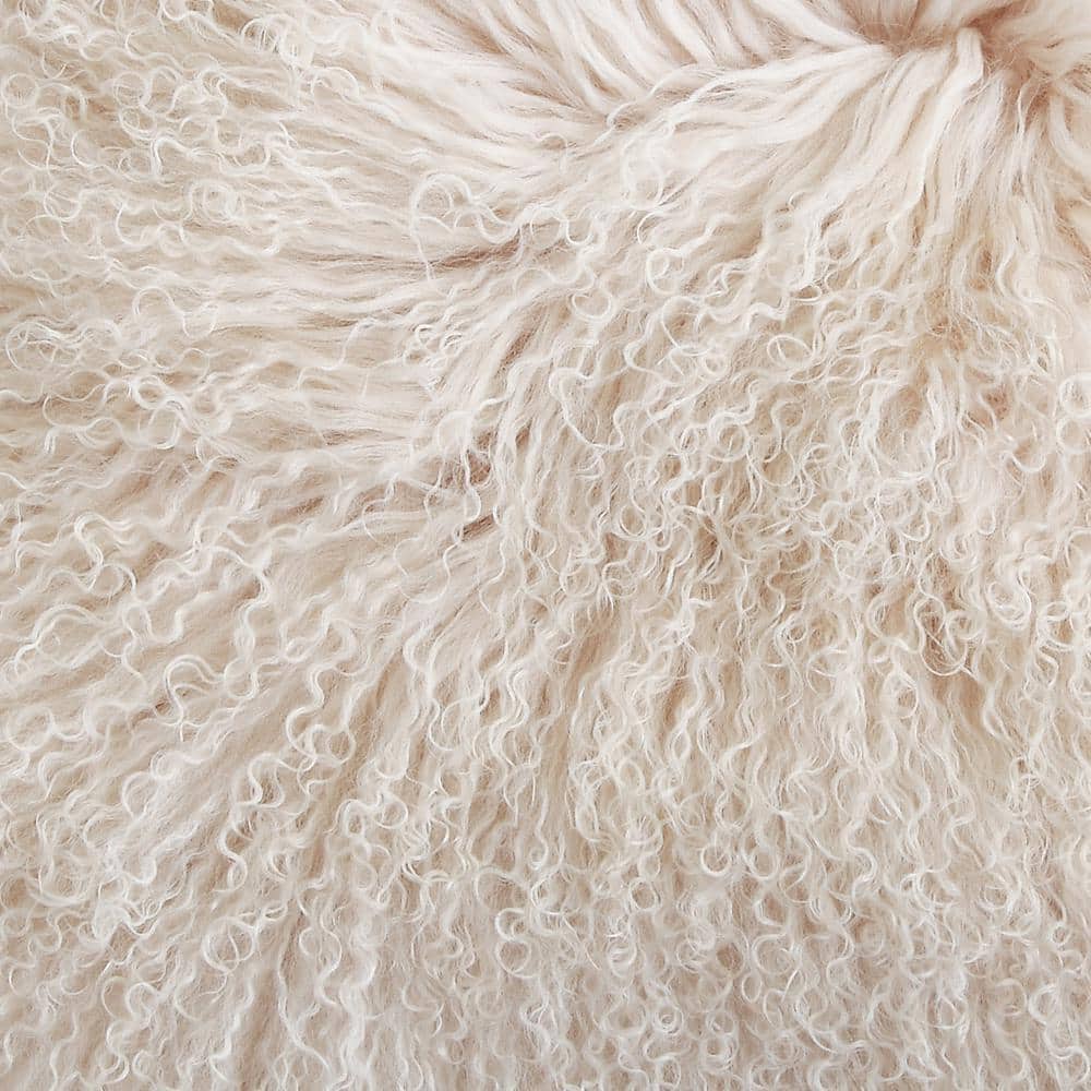 Cream Mongolian Lamb Fur Pillow Cover 20" x 20"