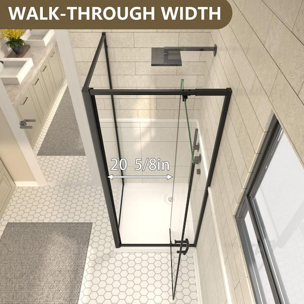 LIVIZA 36 in. W x 71 in. H Pivot Framed Corner Shower Enclosure in