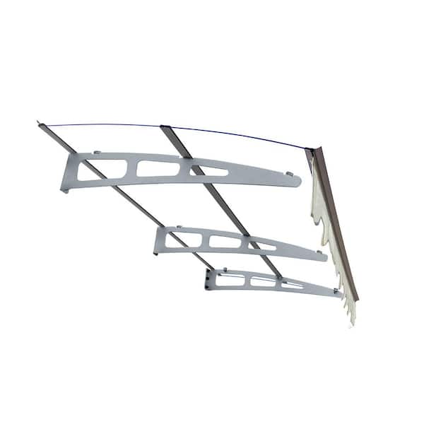 6.6 ft. x 2.8 ft. Silver Window Awnings Door Entrance Canopy Sun Shade Sail with Aluminum Alloy Bracket