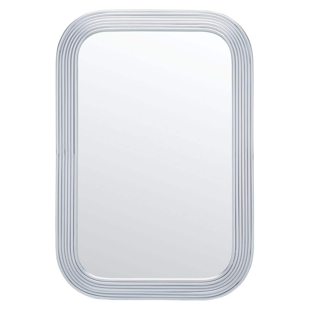 Ahna Striated Silver Rectangular Wood Frame Mirror 24"x36"