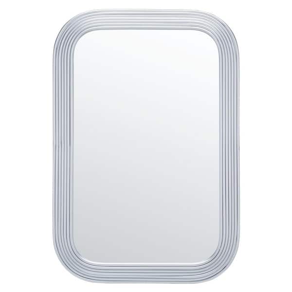 SAFAVIEH Ahna 24 in. W x 36 in. H Iron Rectangle Modern Silver Wall Mirror