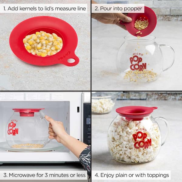 3 Qt Inc EKPCM-0025 Ecolution Micro-Pop Popper New Version Glass Microwave Popcorn Maker with Dual Function Lid 