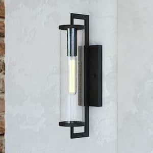 Morgan Park 20-in H 1 Light Black Dusk to Dawn Contemporary Outdoor Wall Lantern Clear Glass