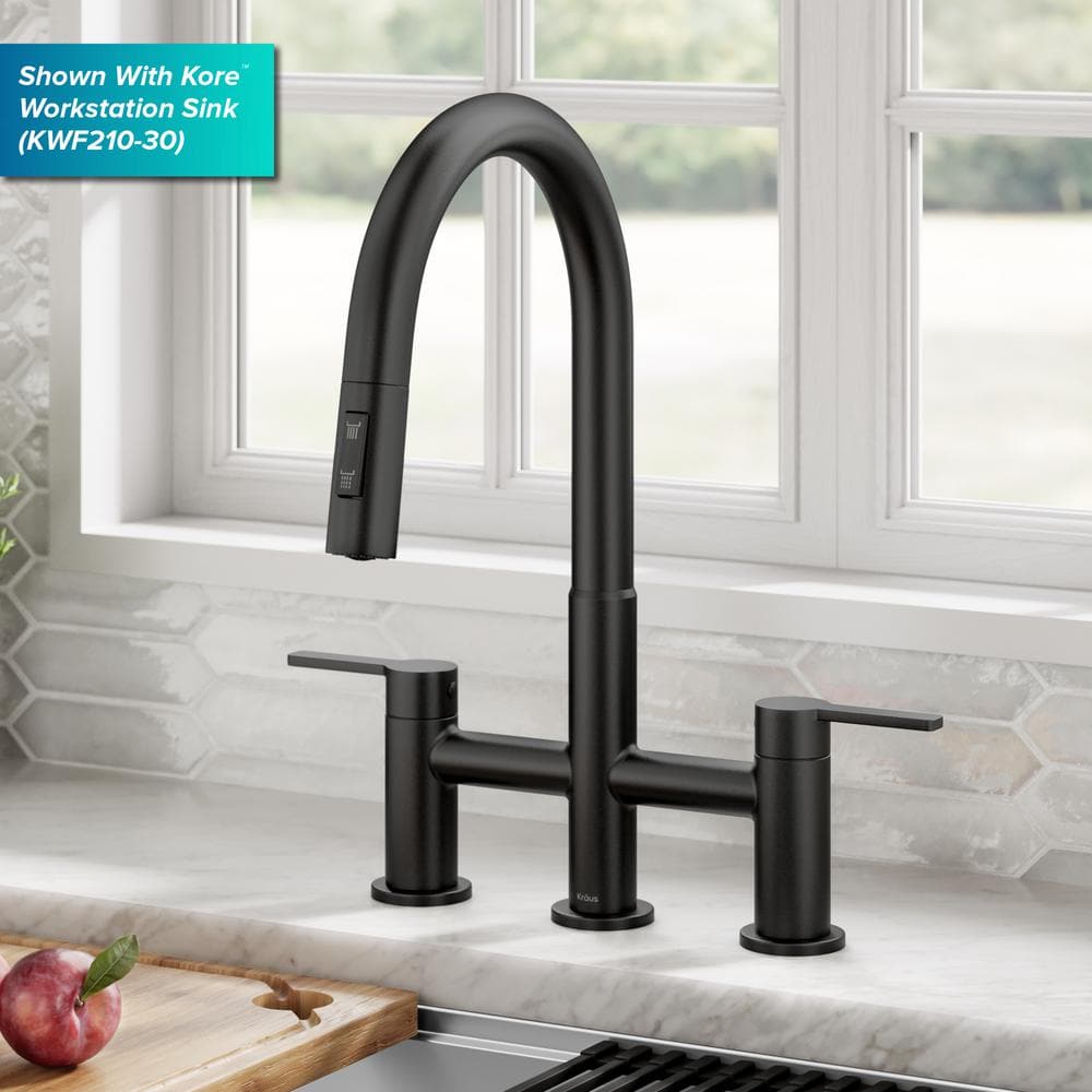 Matte Black Brass Kitchen Faucet with Pull-Down Sprayhead