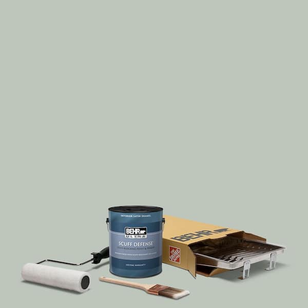 BEHR 1 gal. #N410-3 Riverdale Extra Durable Satin Enamel Interior Paint and 5-Piece Wooster Set All-in-One Project Kit