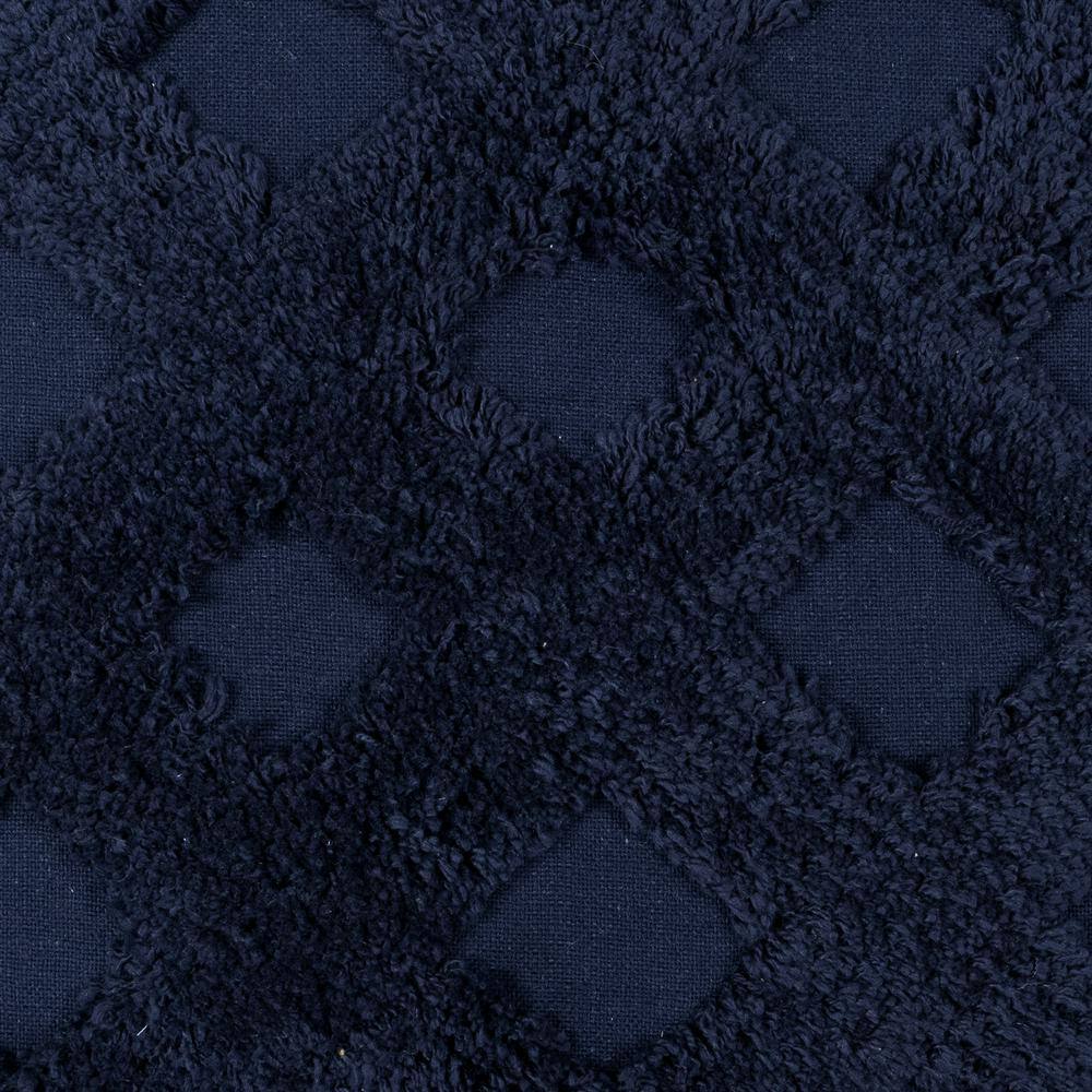 Navy Tufted Diagonal Cotton 20"x20" Decorative Pillow Cover