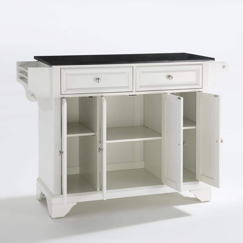 LaFayette White Granite Top Kitchen Island with Storage