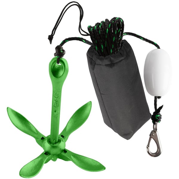 Kayak Anchor-5.5 lbs. Folding Anchor for Paddle Board, SUP, Canoe, PWC, or Fishing-Green