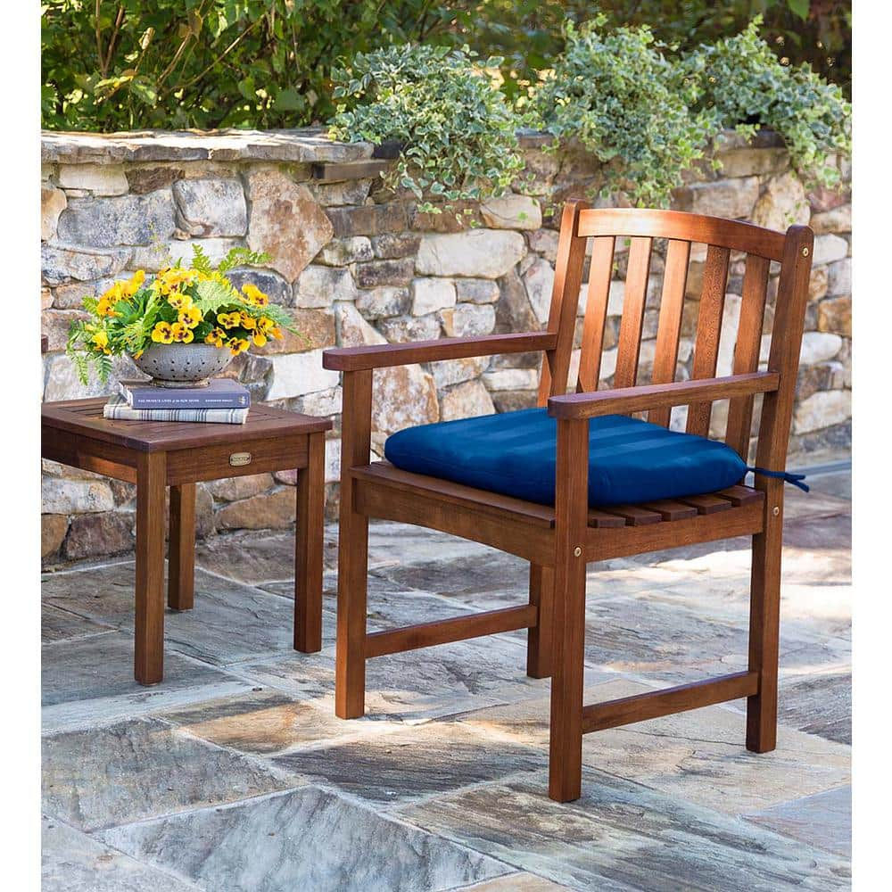 35 in. Lancaster Natural Brown Eucalyptus Wood Outdoor Dining Chair with Arms -  Evergreen Enterprises, 8F00308