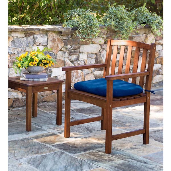 Evergreen Enterprises 35 in. Lancaster Natural Brown Eucalyptus Wood Outdoor Dining Chair with Arms