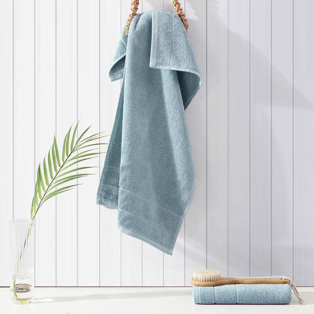 Turquoise Cotton Hand Towel Set with Plain Weave, 2 Pieces