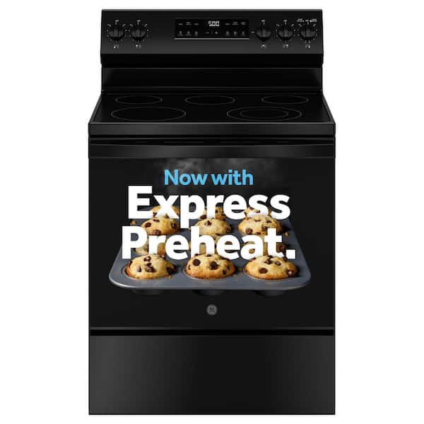 GE 30 in. 5 Element Free-Standing Electric Range in Black with Crisp Mode