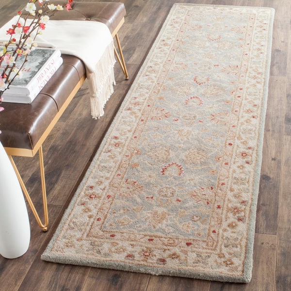 Antiquity Gray Blue/Beige 2 ft. x 18 ft. Border Runner Rug